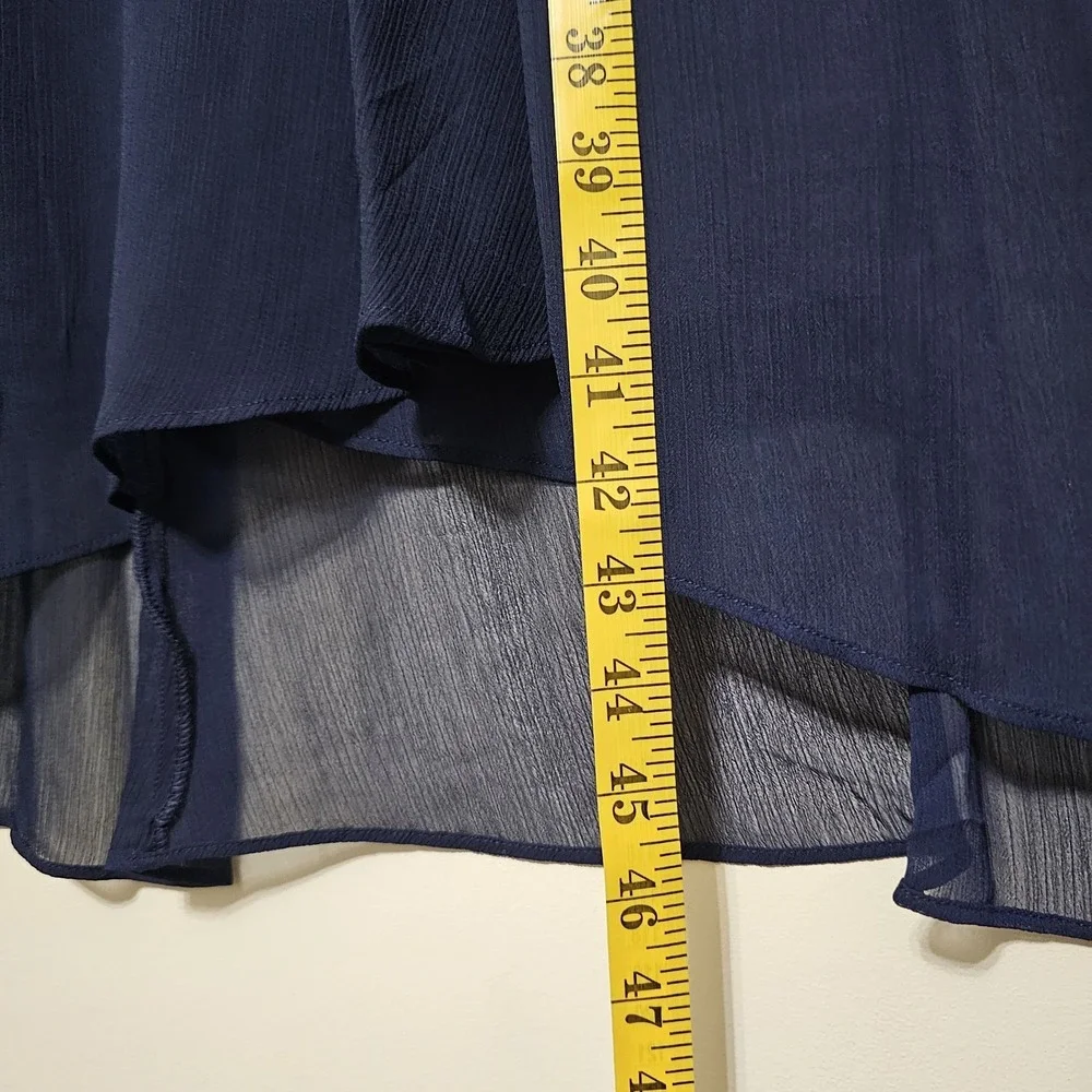 DKNY Women Dress Size 8 Fits Medium Faux Wrap V-Neck Long Sleeves Blue New - Picture 4 of 10